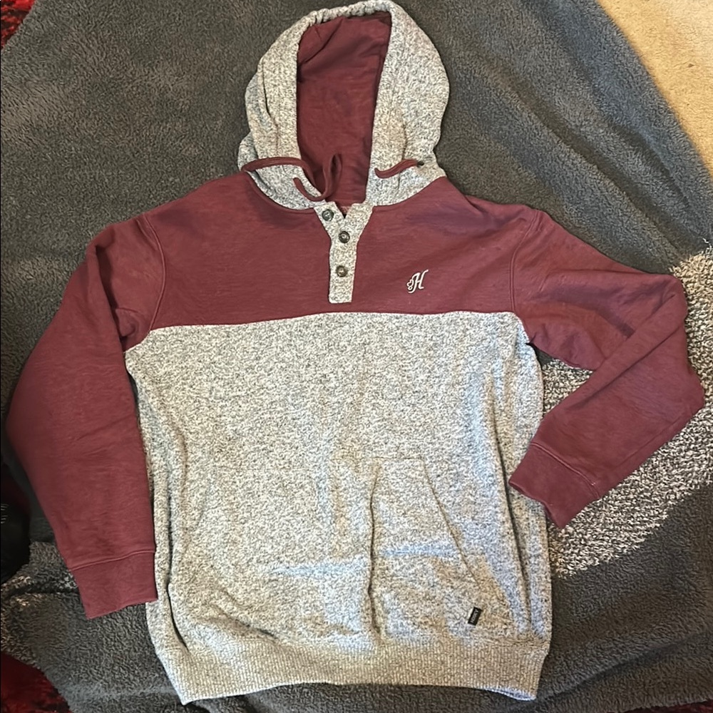 Hooey Burgundy and Gray Women's Hoodie